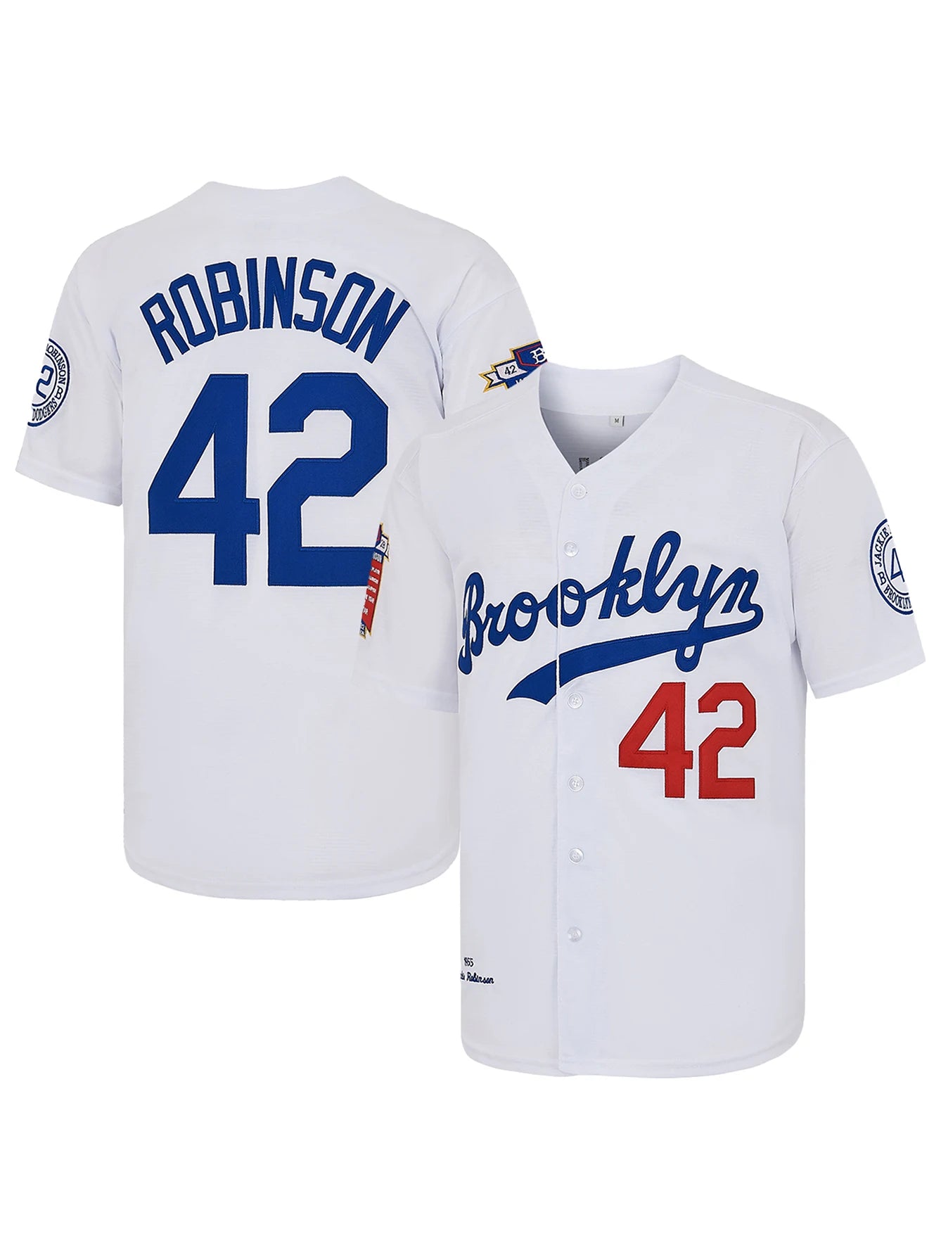 Men's Blue White Letter Embroidery Baseball Shirt,#42 Jackie Robinson Legend Baseball Jersey, Fan Gift