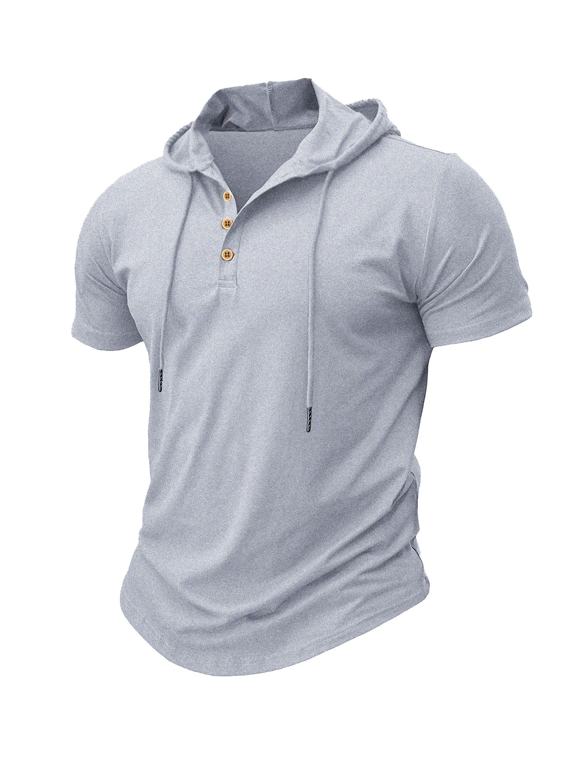 Men T Shirts Summer Slim Fitness Hooded Short-Sleeved Bodybuilding Quick Dry Tshirt Male Gym Clothes Breathable Sports Tops