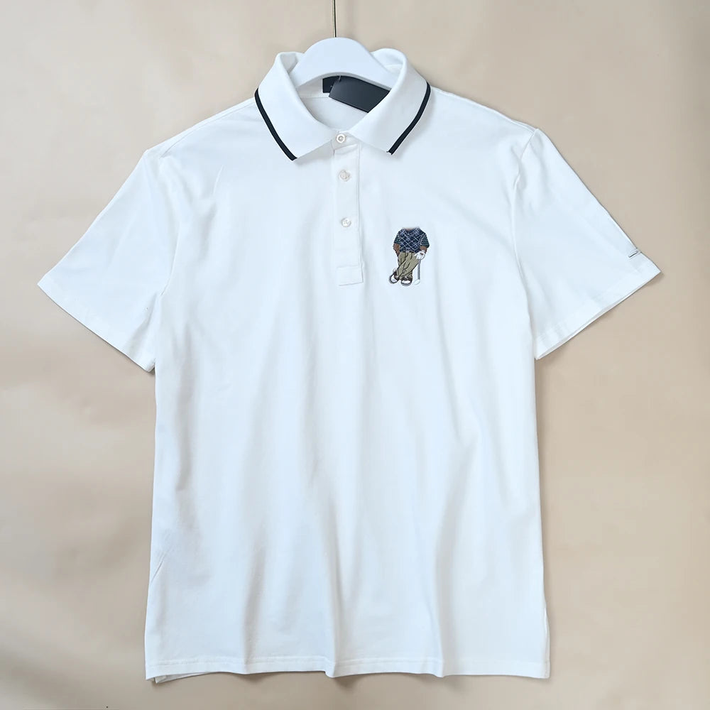 Men's Shirt Short Sleeve Embroidered Pattern Breathable Standard Fit Summer New Style T-Shirt Male Model Clothing