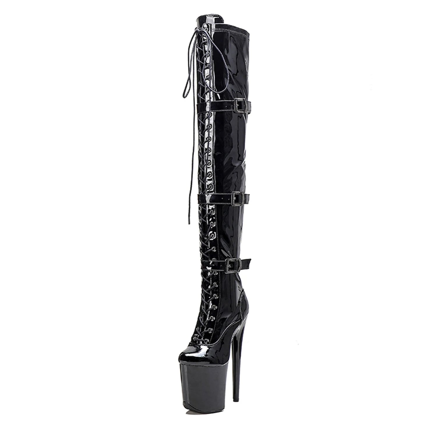 WUXIN H&P Women's 8in Stripper Heels Thigh High Heel Boots, Over The Knee Exotic Pole Shoes StilettoPlatform Boot