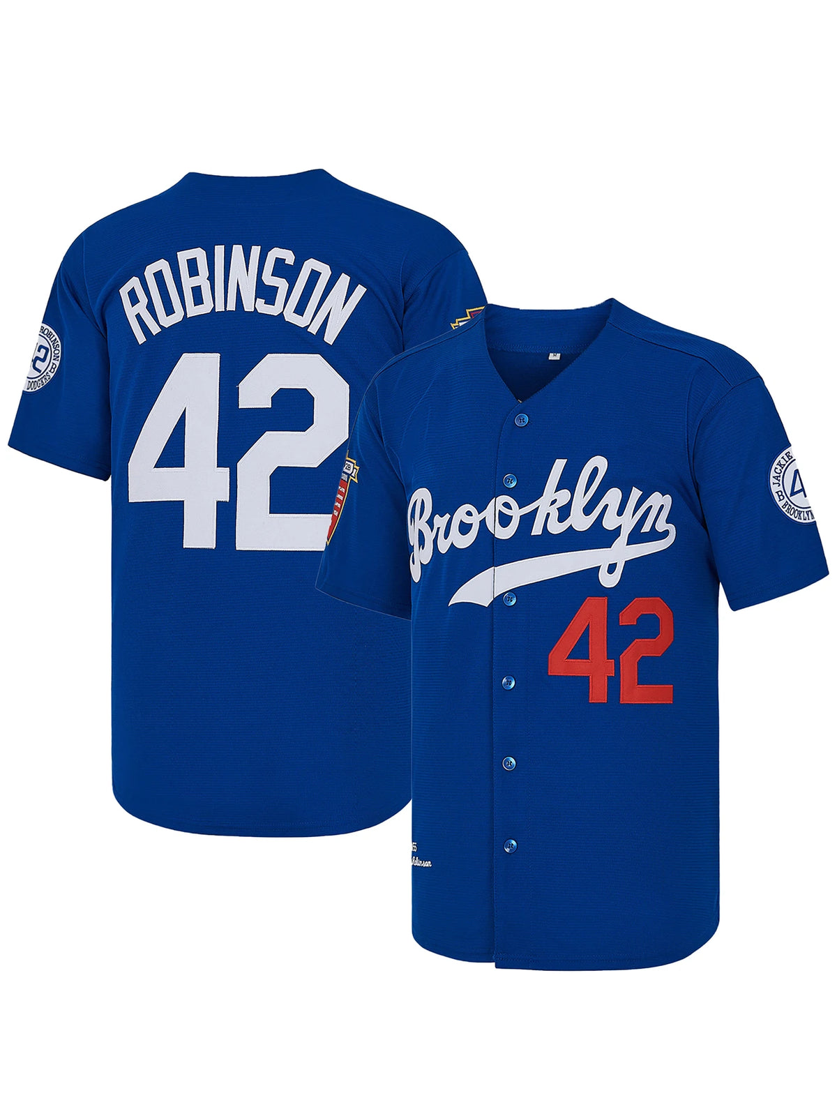 Men's Blue White Letter Embroidery Baseball Shirt，#42 Jackie Robinson Legend Baseball Jersey, Fan Gift