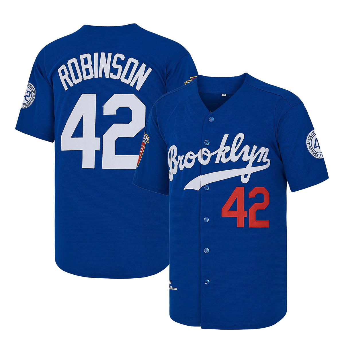 Men's Blue White Letter Embroidery Baseball Shirt，#42 Jackie Robinson Legend Baseball Jersey, Fan Gift
