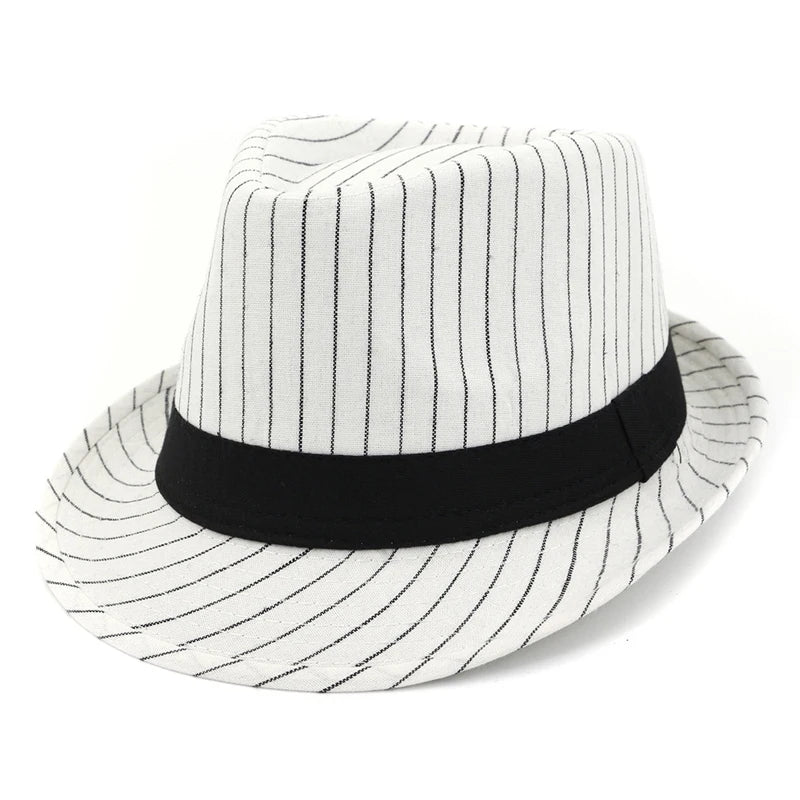 Fashion Design Adult Black Ribbon Decoration Short Brim Jazz Cap Fedora Hat Summer Travel Sunhat Women Men British Hat Homburg