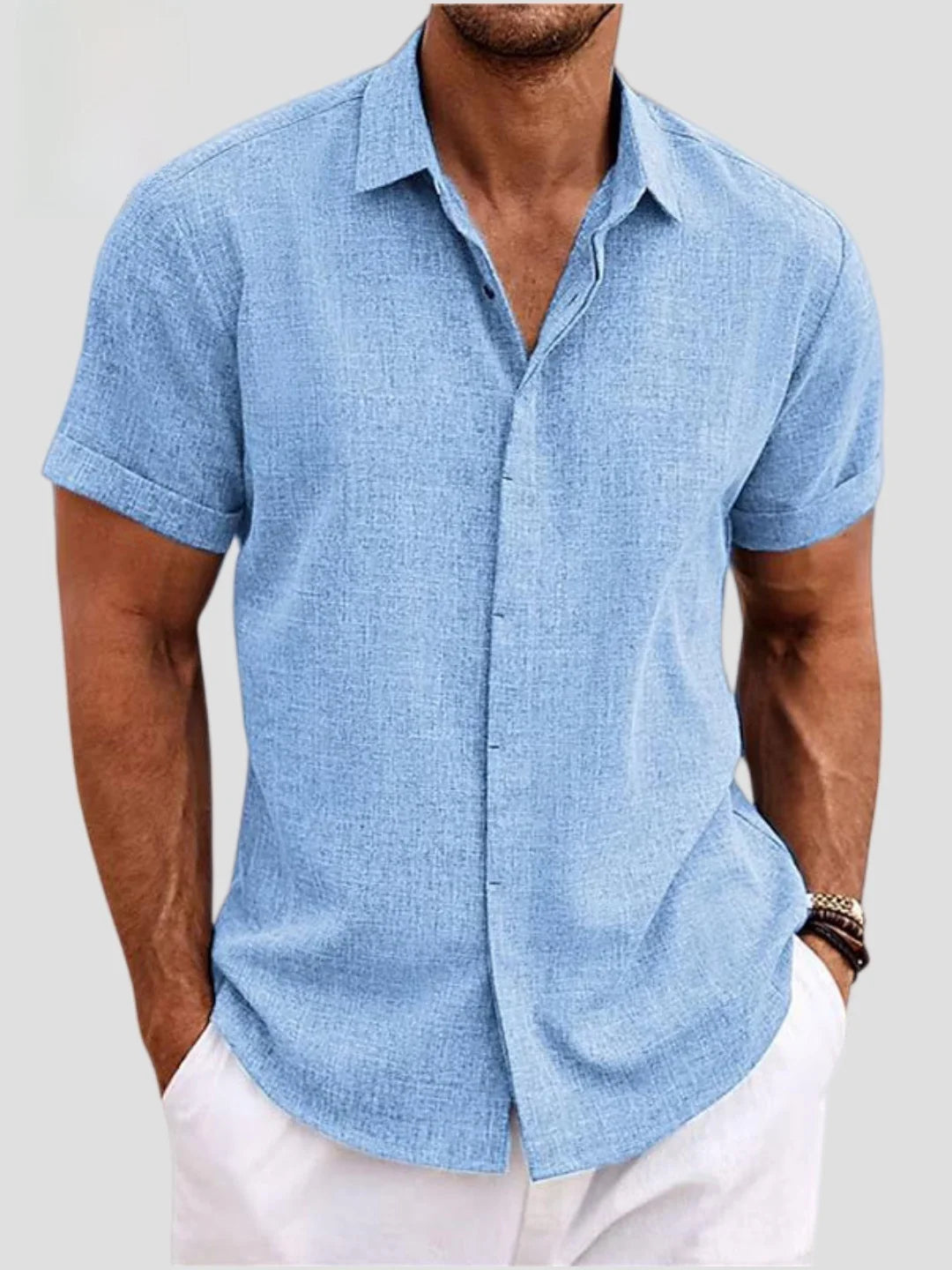Fashionable Men's Loose Short Sleeve Shirt Dyed Tie Dye Breathable Polyester Cotton Summer Casual Shirt Chinese Style Collar