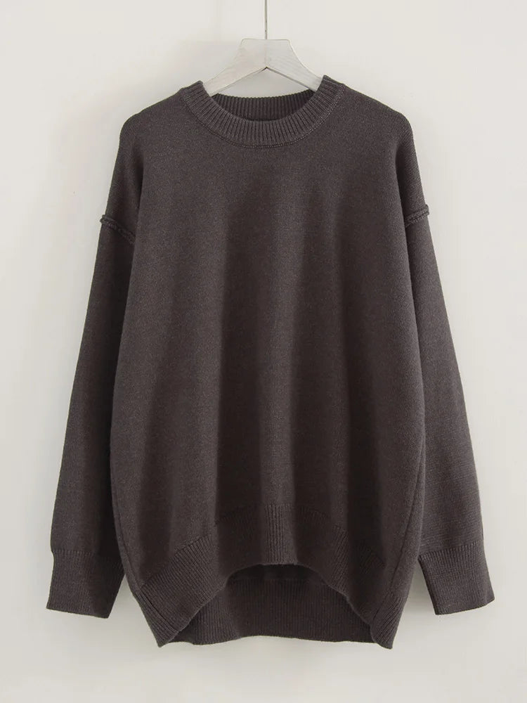 Brown Oversize Sweaters For Women Winter Thick Yellow Pullover Woman Autumn Warm Loose O Neck Ladies Sweaters Jumpers Women