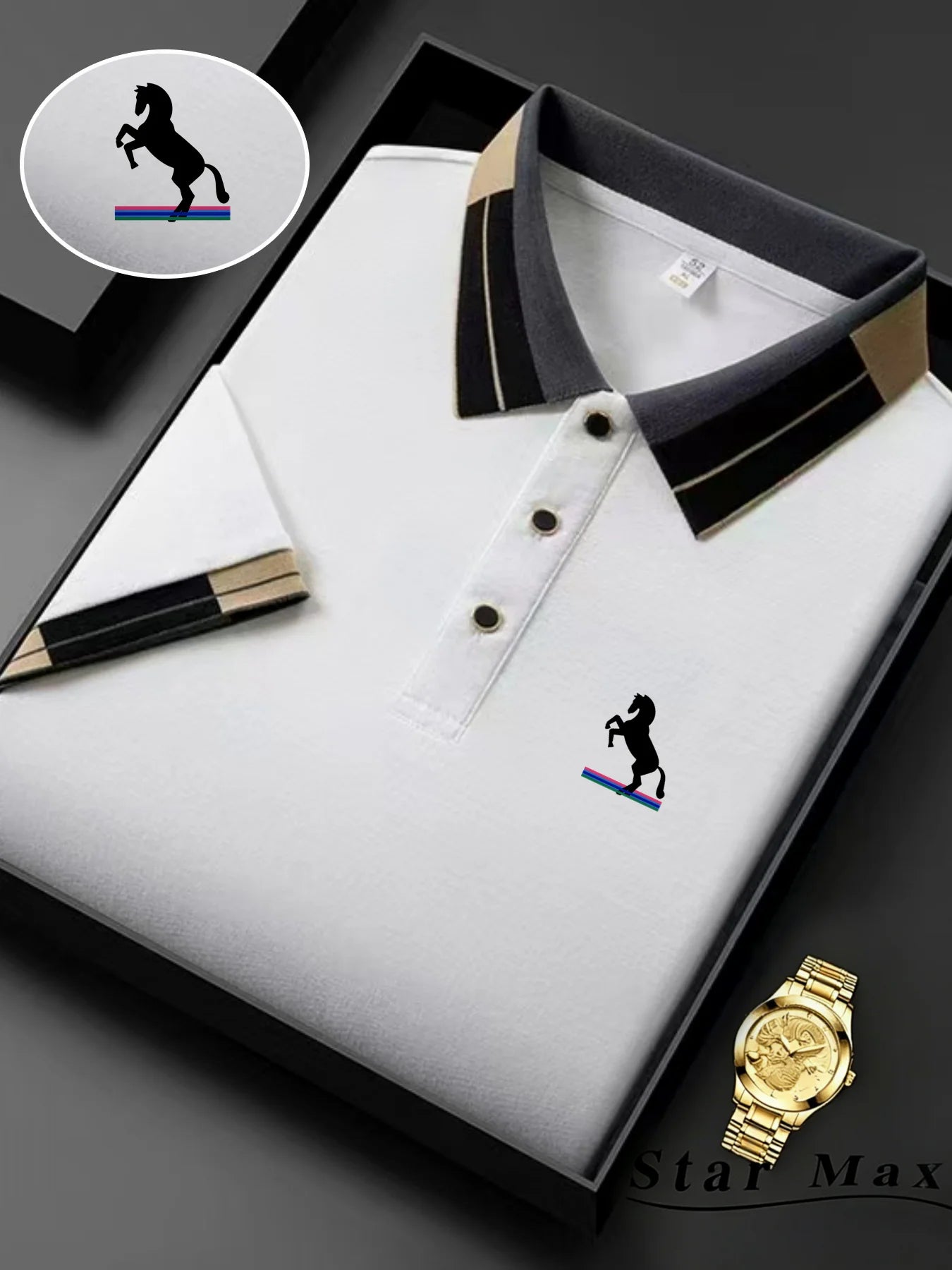 Men's Luxury Short Sleeve Polo Shirt with Horse Embroidery Milan Style Summer Casual T Shirt Men Business Brand Clothing