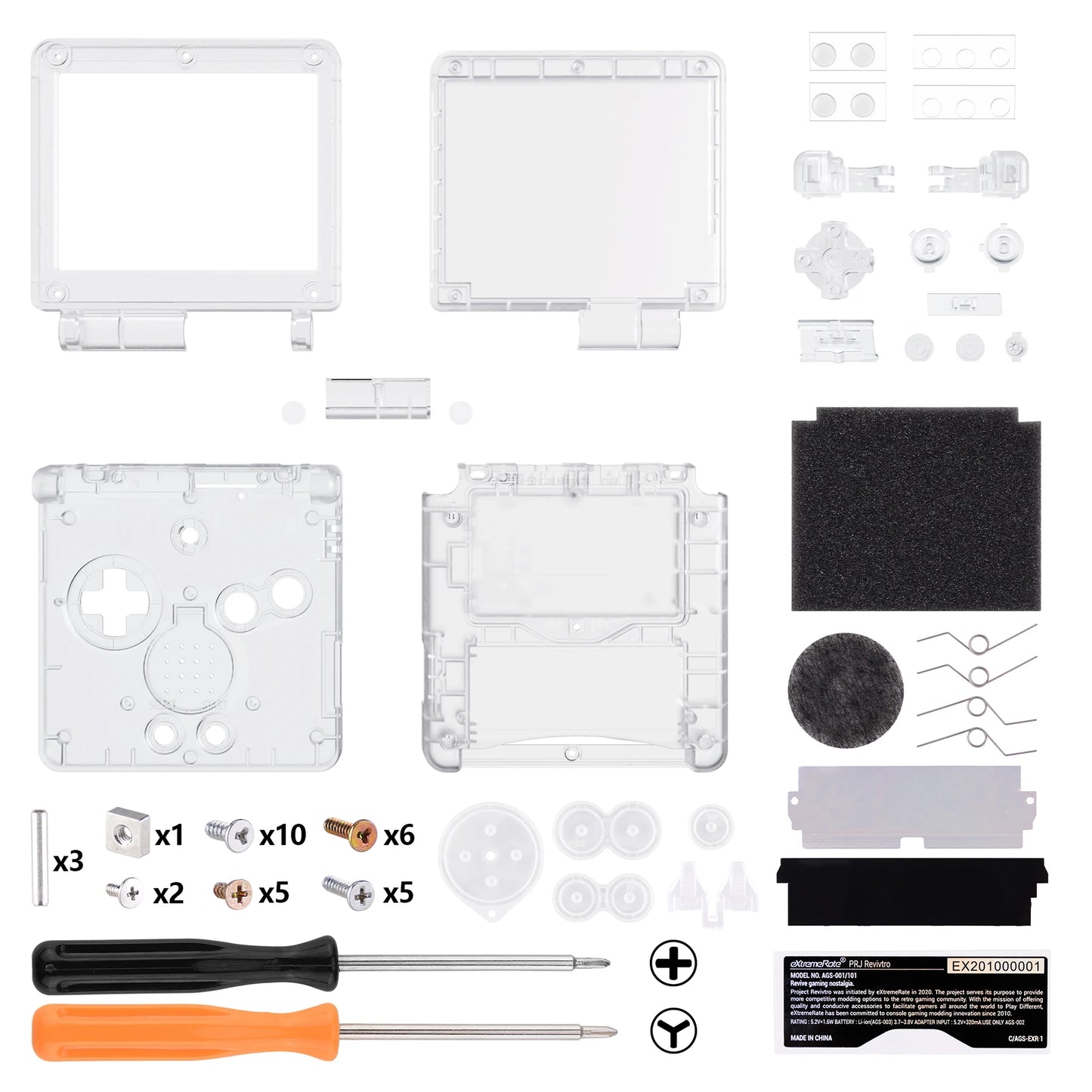 eXtremeRate IPS Ready Upgraded Clear Custom Replacement Housing Shell for Gameboy Advance SP GBA SP for Both IPS & Standard LCD