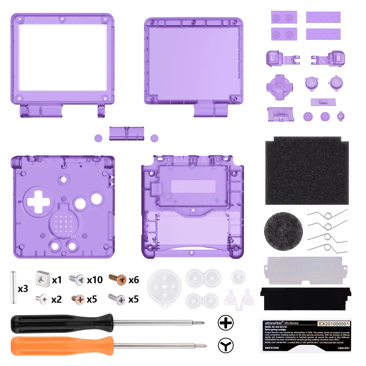 eXtremeRate IPS Ready Upgraded Clear Custom Replacement Housing Shell for Gameboy Advance SP GBA SP for Both IPS & Standard LCD