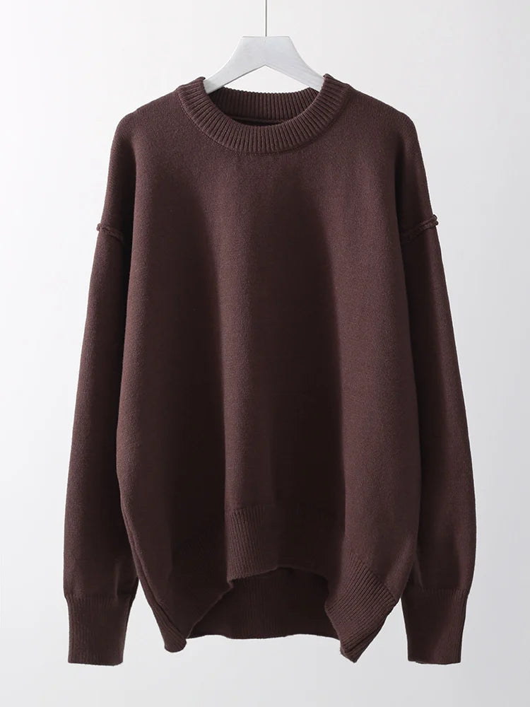 Brown Oversize Sweaters For Women Winter Thick Yellow Pullover Woman Autumn Warm Loose O Neck Ladies Sweaters Jumpers Women