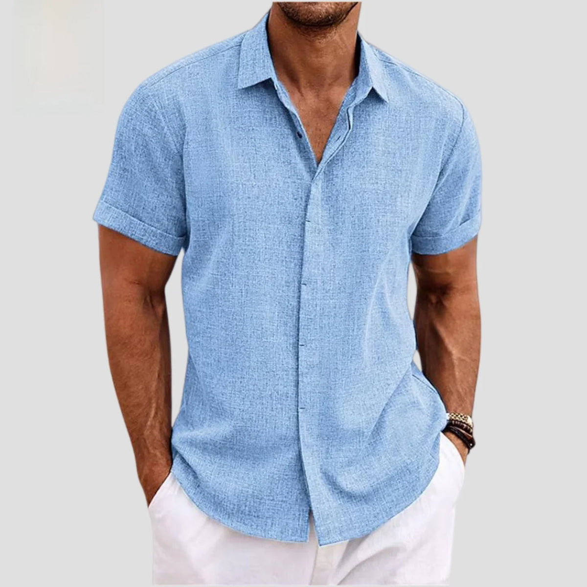 Fashionable Men's Loose Short Sleeve Shirt Dyed Tie Dye Breathable Polyester Cotton Summer Casual Shirt Chinese Style Collar