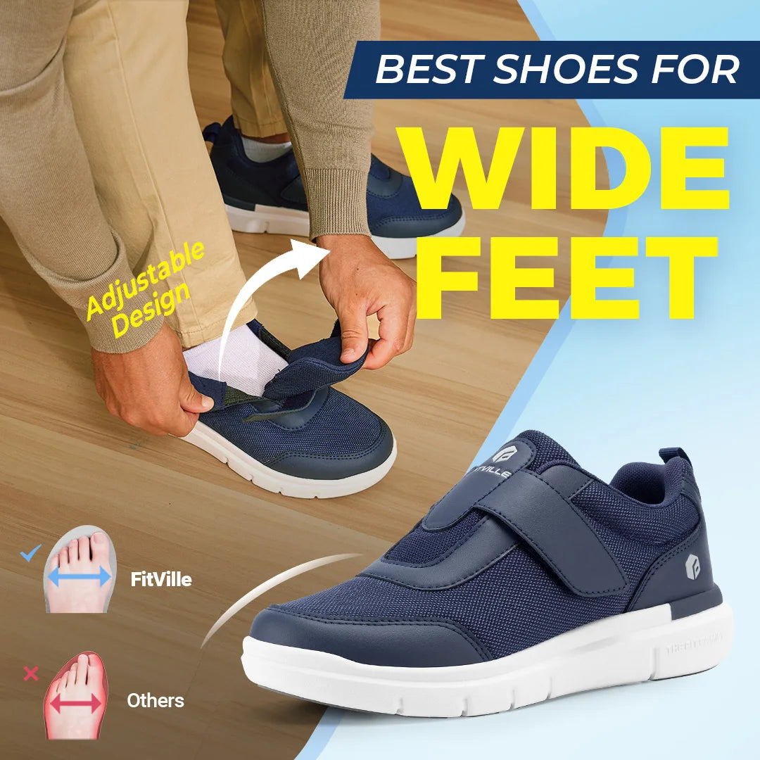FitVille Men's Extra Wide Width Diabetic Shoes Lightweight Walking Casual Shoes for Swollen Feet Neuropathy Pain Relief