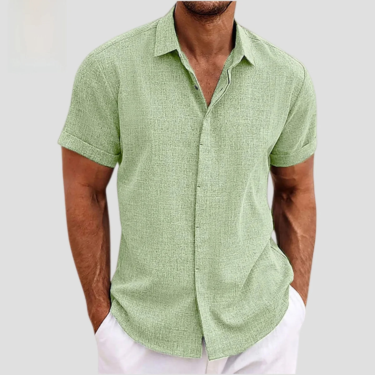Fashionable Men's Loose Short Sleeve Shirt Dyed Tie Dye Breathable Polyester Cotton Summer Casual Shirt Chinese Style Collar