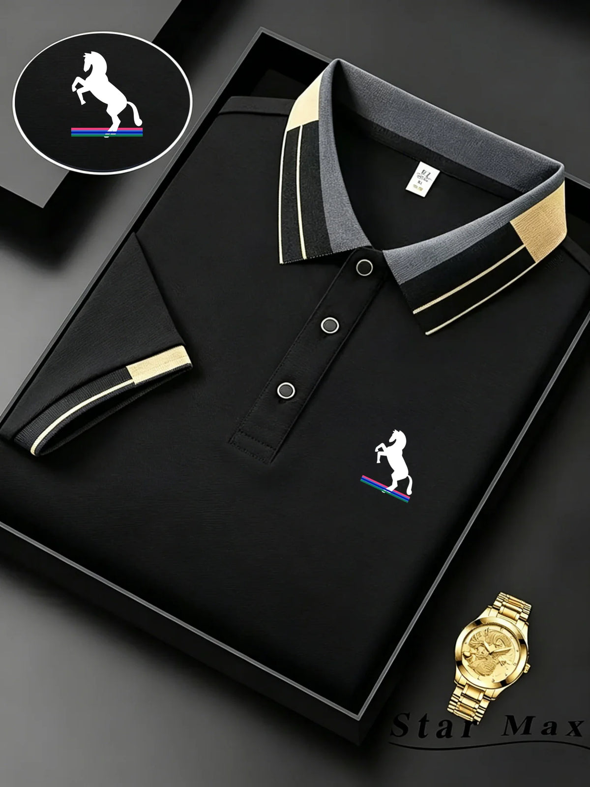 Men's Luxury Short Sleeve Polo Shirt with Horse Embroidery Milan Style Summer Casual T Shirt Men Business Brand Clothing