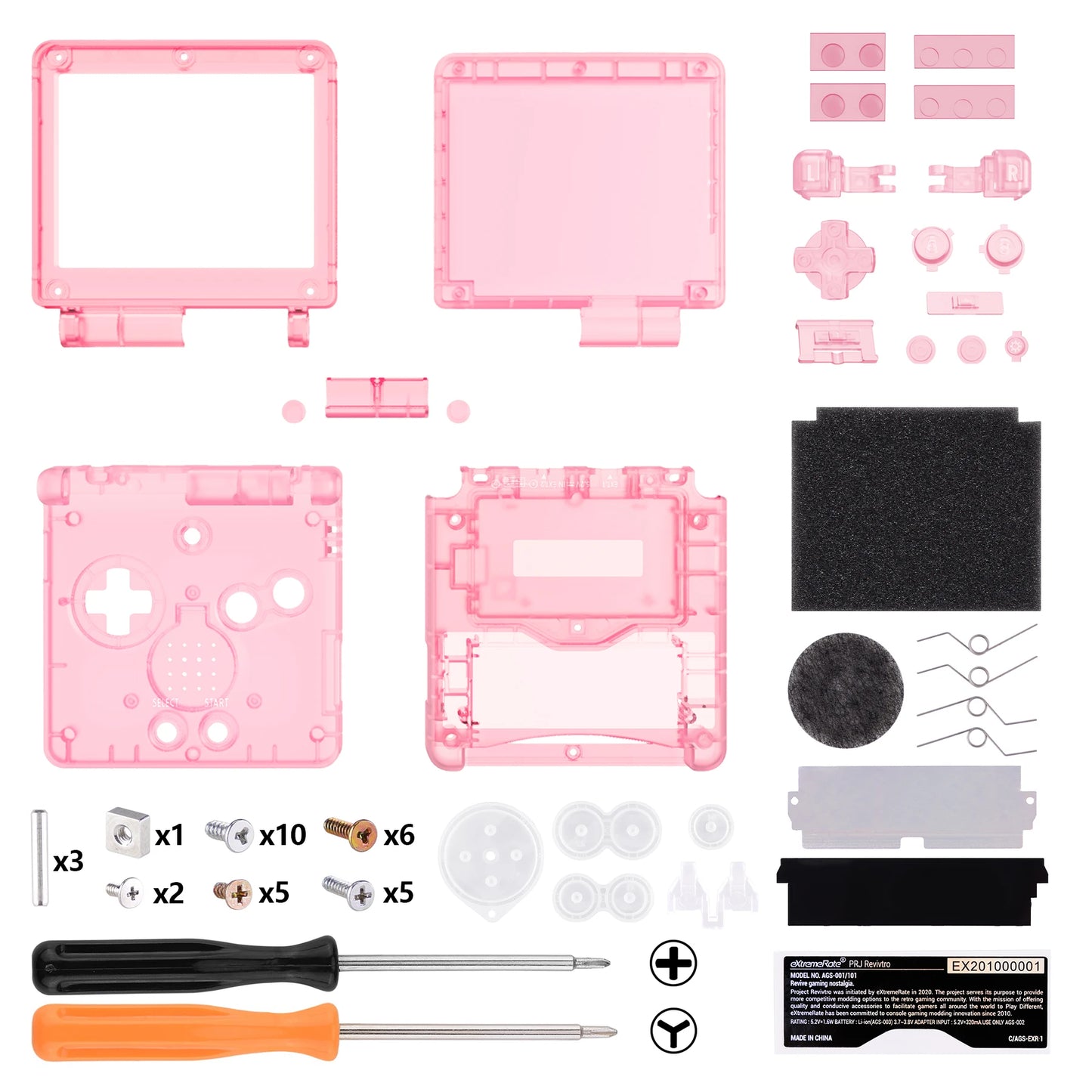 eXtremeRate IPS Ready Upgraded Clear Custom Replacement Housing Shell for Gameboy Advance SP GBA SP for Both IPS & Standard LCD