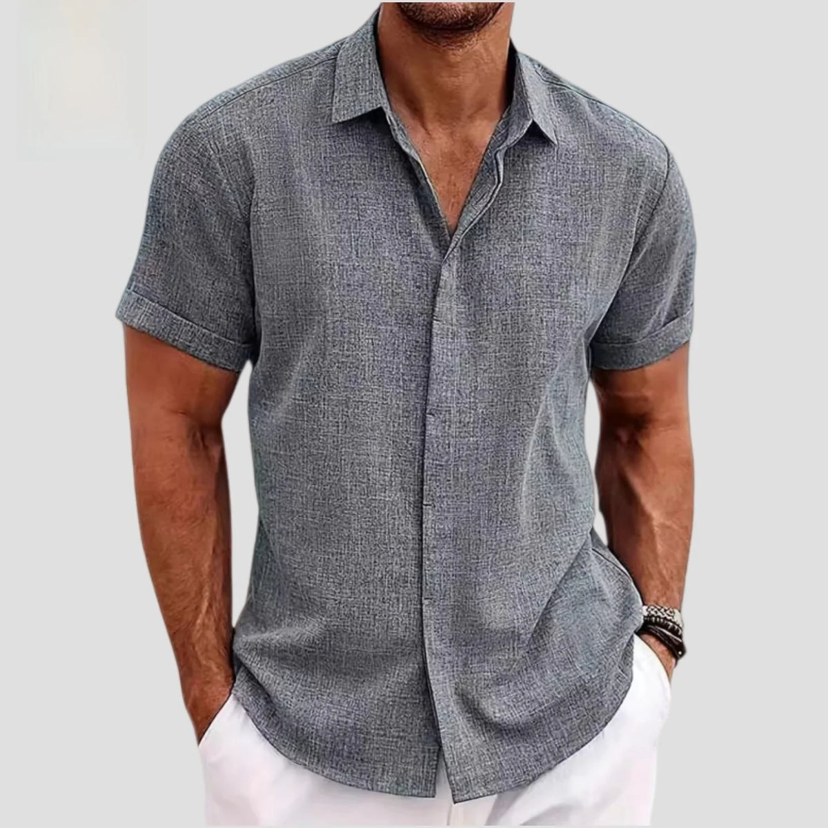 Fashionable Men's Loose Short Sleeve Shirt Dyed Tie Dye Breathable Polyester Cotton Summer Casual Shirt Chinese Style Collar