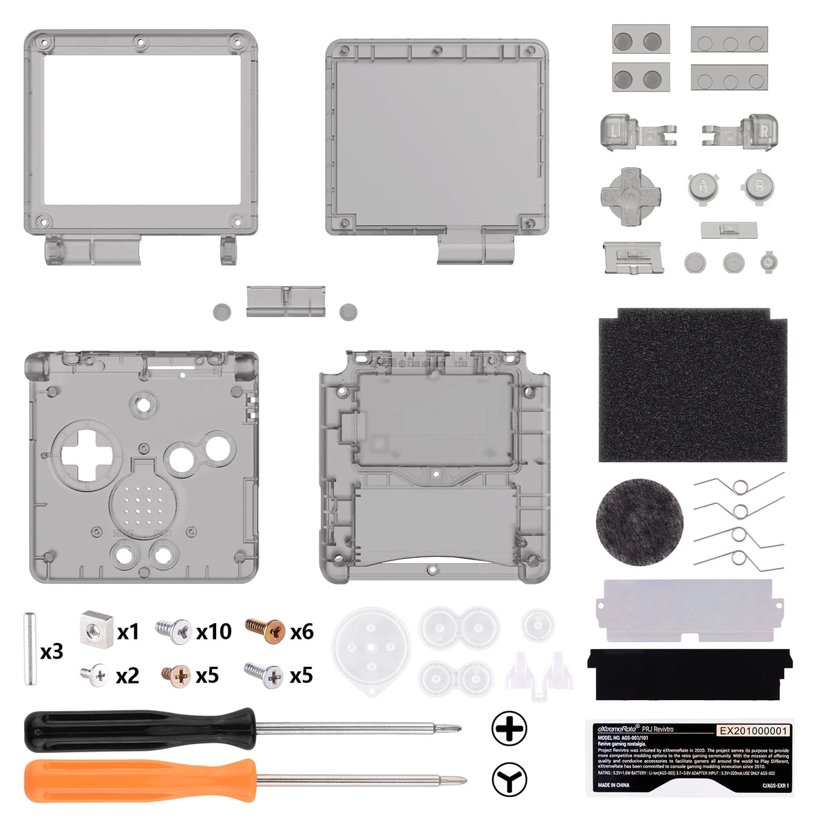eXtremeRate IPS Ready Upgraded Clear Custom Replacement Housing Shell for Gameboy Advance SP GBA SP for Both IPS & Standard LCD