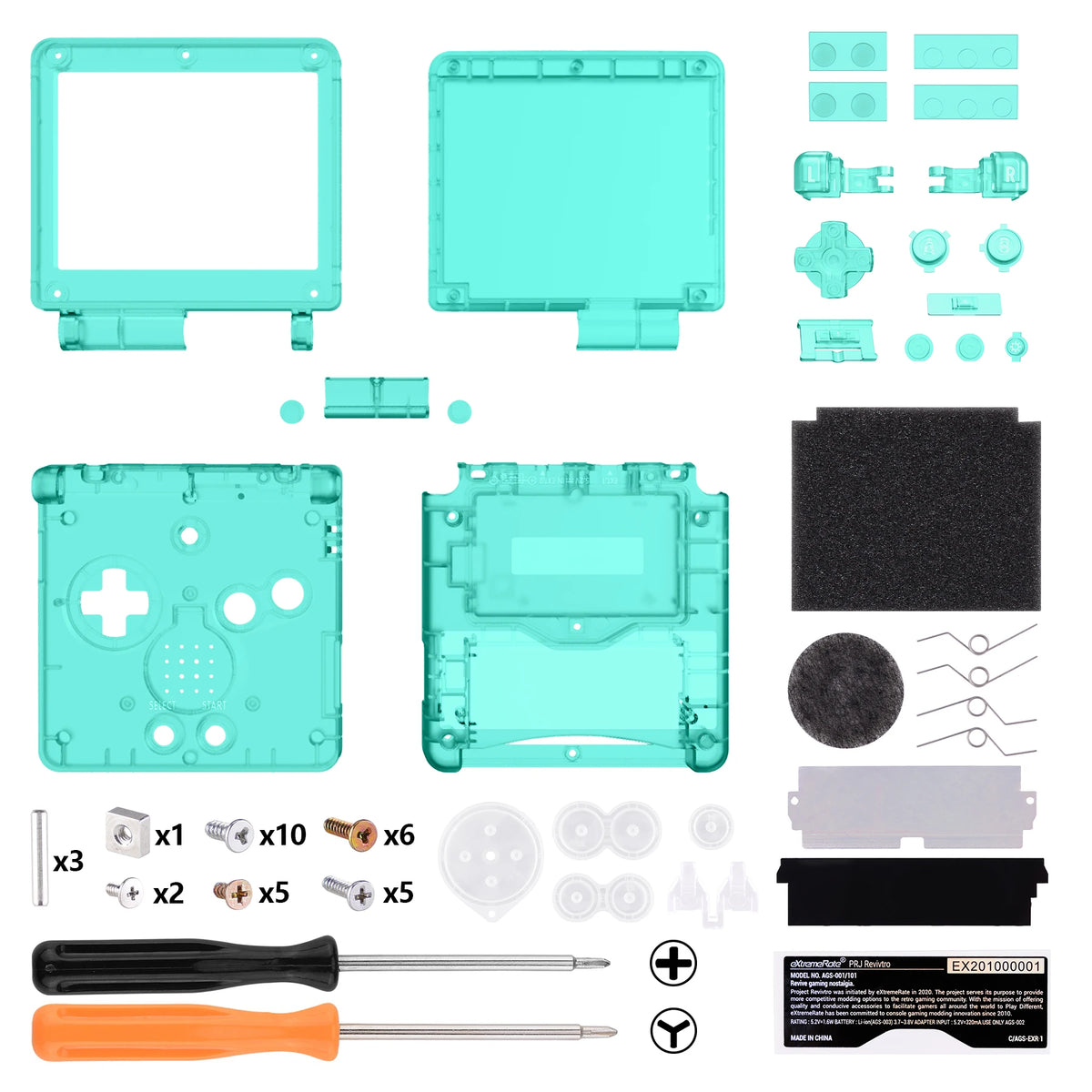 eXtremeRate IPS Ready Upgraded Clear Custom Replacement Housing Shell for Gameboy Advance SP GBA SP for Both IPS & Standard LCD