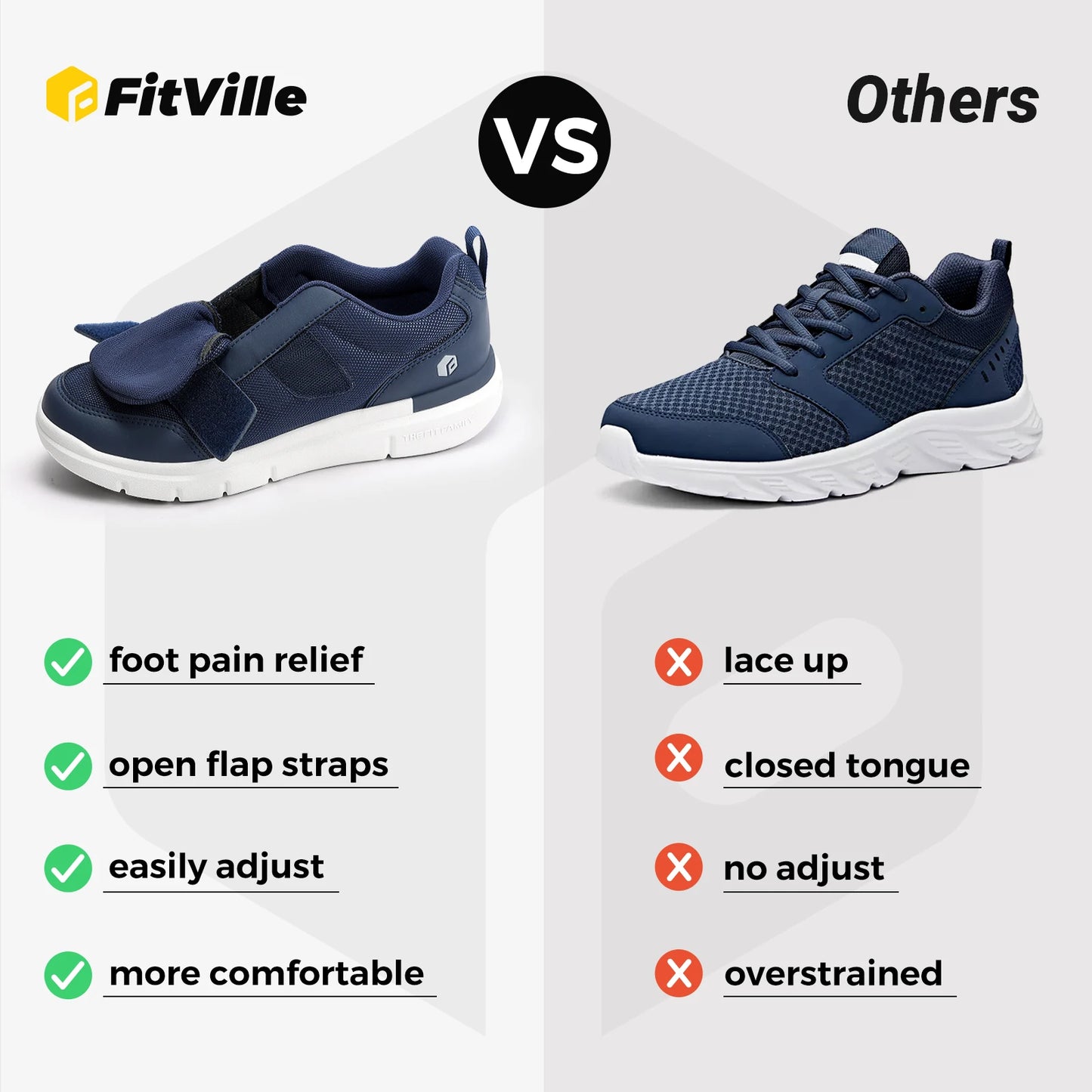 FitVille Men's Extra Wide Width Diabetic Shoes Lightweight Walking Casual Shoes for Swollen Feet Neuropathy Pain Relief