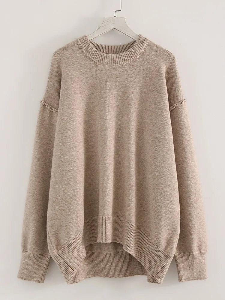 Brown Oversize Sweaters For Women Winter Thick Yellow Pullover Woman Autumn Warm Loose O Neck Ladies Sweaters Jumpers Women
