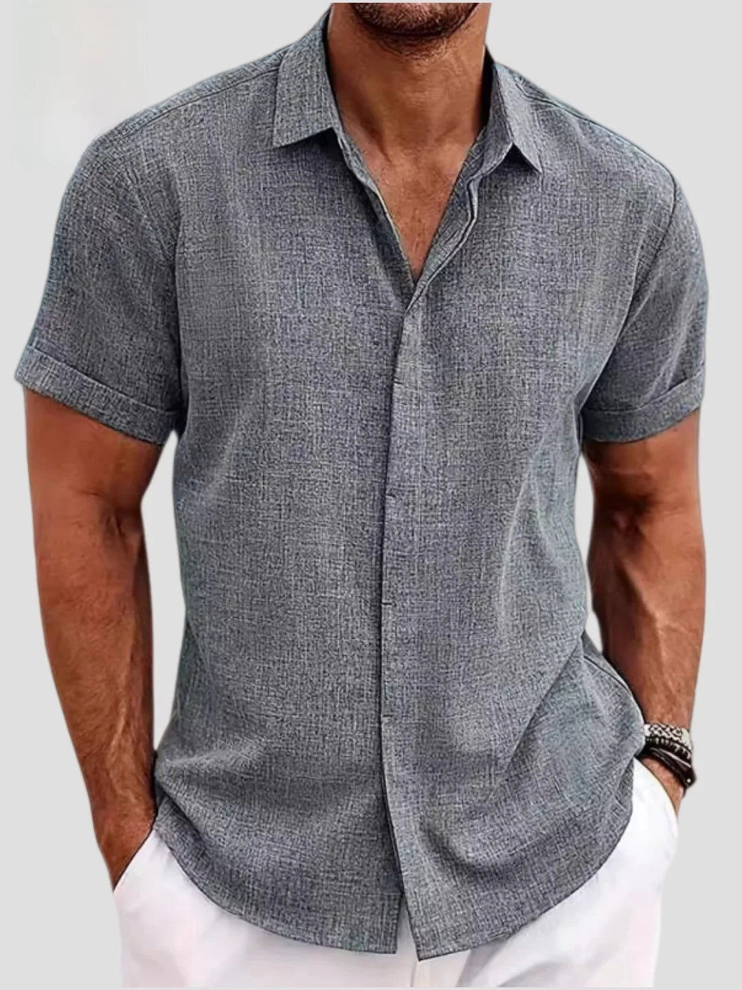 Fashionable Men's Loose Short Sleeve Shirt Dyed Tie Dye Breathable Polyester Cotton Summer Casual Shirt Chinese Style Collar