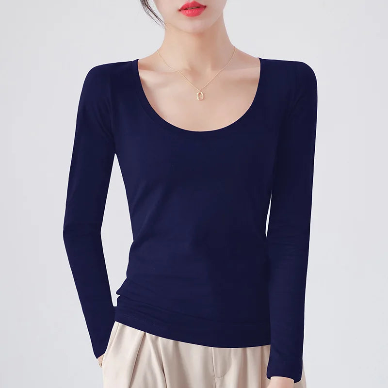 MRMT 2026 Brand New Women's T-shirt Slim Pure Cotton 95% Women T-shirt Long-sleeved for Female Thin White Tops Woman Tees Shirt