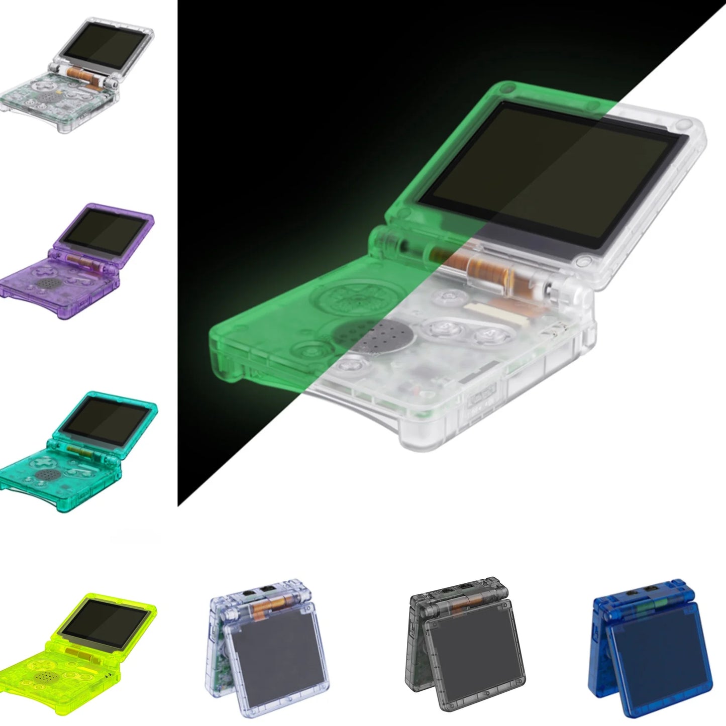 eXtremeRate IPS Ready Upgraded Clear Custom Replacement Housing Shell for Gameboy Advance SP GBA SP for Both IPS & Standard LCD