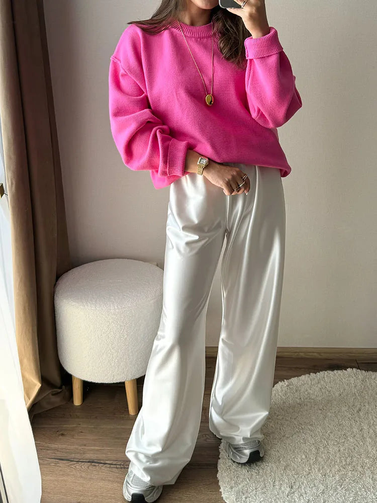 Brown Oversize Sweaters For Women Winter Thick Yellow Pullover Woman Autumn Warm Loose O Neck Ladies Sweaters Jumpers Women