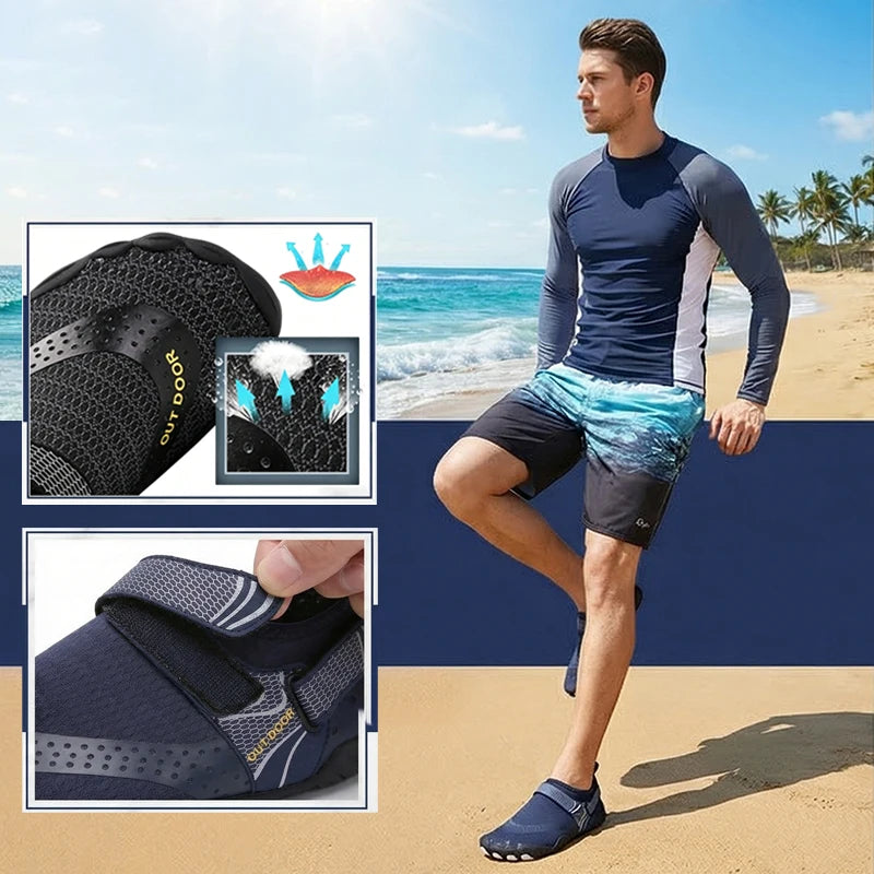 Men Water Shoes Quick Dry Non-Slip Five Finger Shoes Outdoor Wading Swimming Barefoot Lightweight Summer Aqua Sneakers Fishing