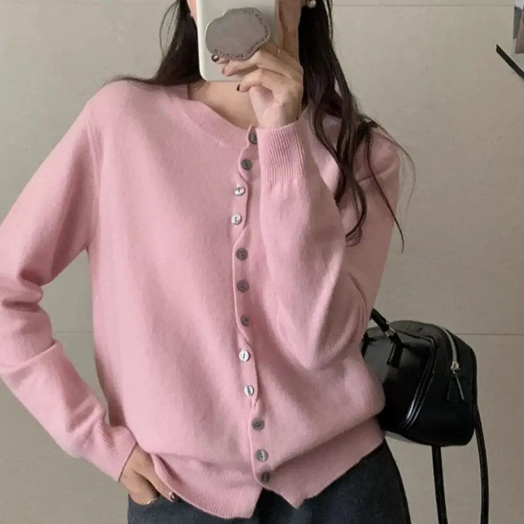 WinvyNee Women‘s Clothing Wool O Neck Long Sleeve Buttons Sweaters Pullovers Outerwears Y2k Autumn Winter Knitted Tops A1683004