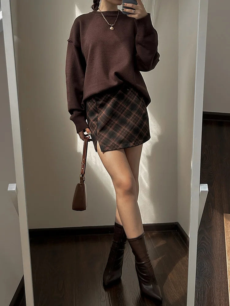 Brown Oversize Sweaters For Women Winter Thick Yellow Pullover Woman Autumn Warm Loose O Neck Ladies Sweaters Jumpers Women