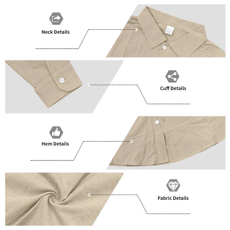 Men's Linen Button-Down Shirt | Long-Sleeved Casual Summer Top | A Comfortable, Casual and Fashionable Must-Have Item! (7 Colors )