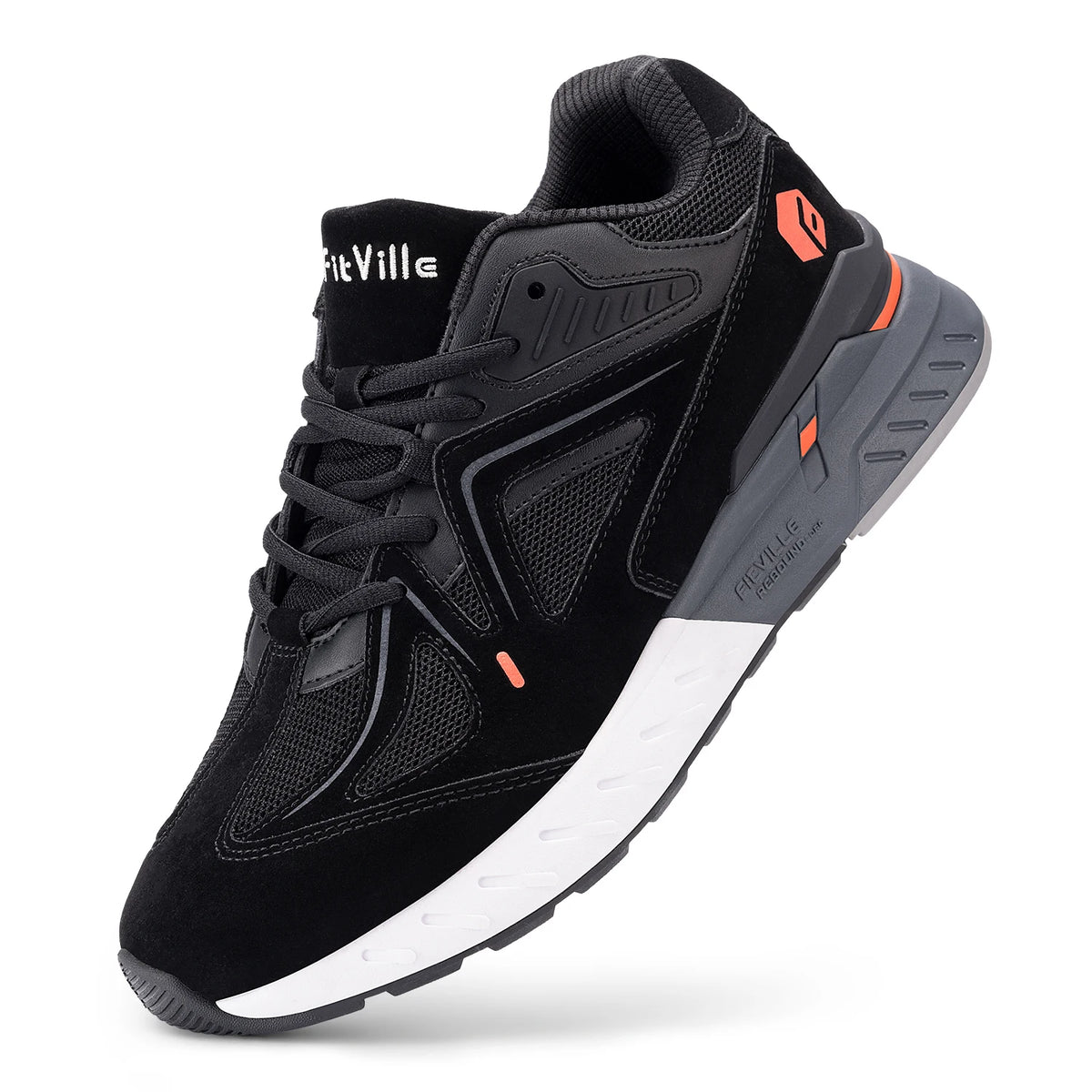 FitVille Men's Walking Shoes Extra Wide Lightweight Sneakers for Flat Feet Arch Fit Heel Pain Relief Non-Slip Running Shoes