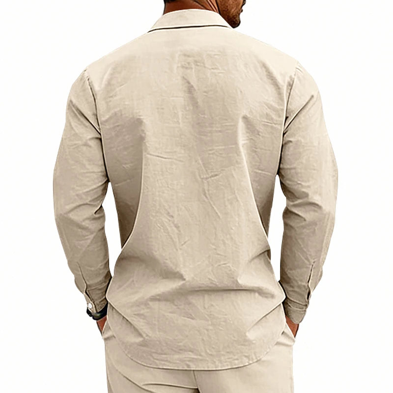 Men's Linen Button-Down Shirt | Long-Sleeved Casual Summer Top | A Comfortable, Casual and Fashionable Must-Have Item! (7 Colors )