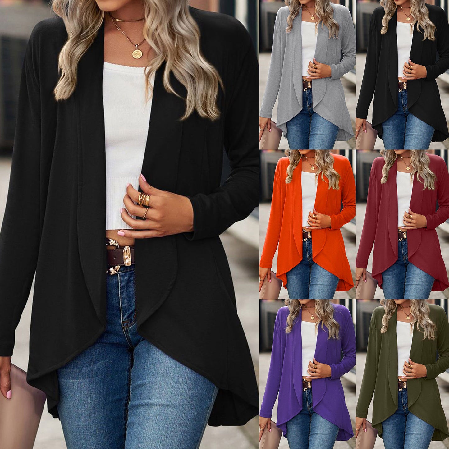 Plus Size Cardigan Women Lightweight Open Front Cardigan Long Sleeve Sweater Outwear With Pockets Long Cardigans For Women 2022