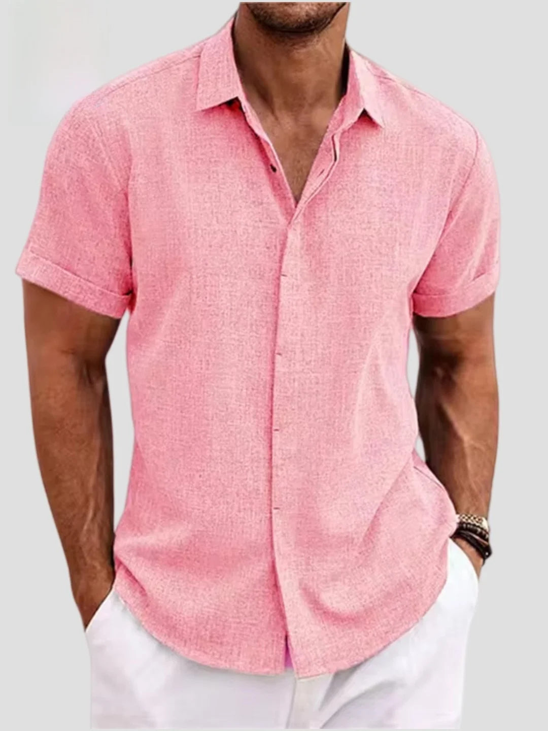 Fashionable Men's Loose Short Sleeve Shirt Dyed Tie Dye Breathable Polyester Cotton Summer Casual Shirt Chinese Style Collar