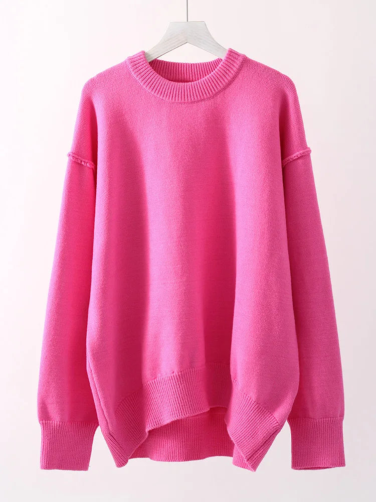 Brown Oversize Sweaters For Women Winter Thick Yellow Pullover Woman Autumn Warm Loose O Neck Ladies Sweaters Jumpers Women