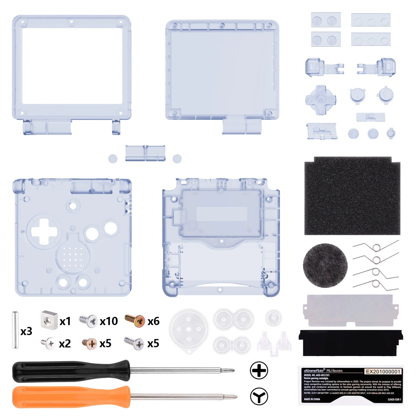 eXtremeRate IPS Ready Upgraded Clear Custom Replacement Housing Shell for Gameboy Advance SP GBA SP for Both IPS & Standard LCD