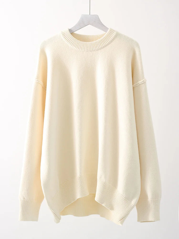 Brown Oversize Sweaters For Women Winter Thick Yellow Pullover Woman Autumn Warm Loose O Neck Ladies Sweaters Jumpers Women