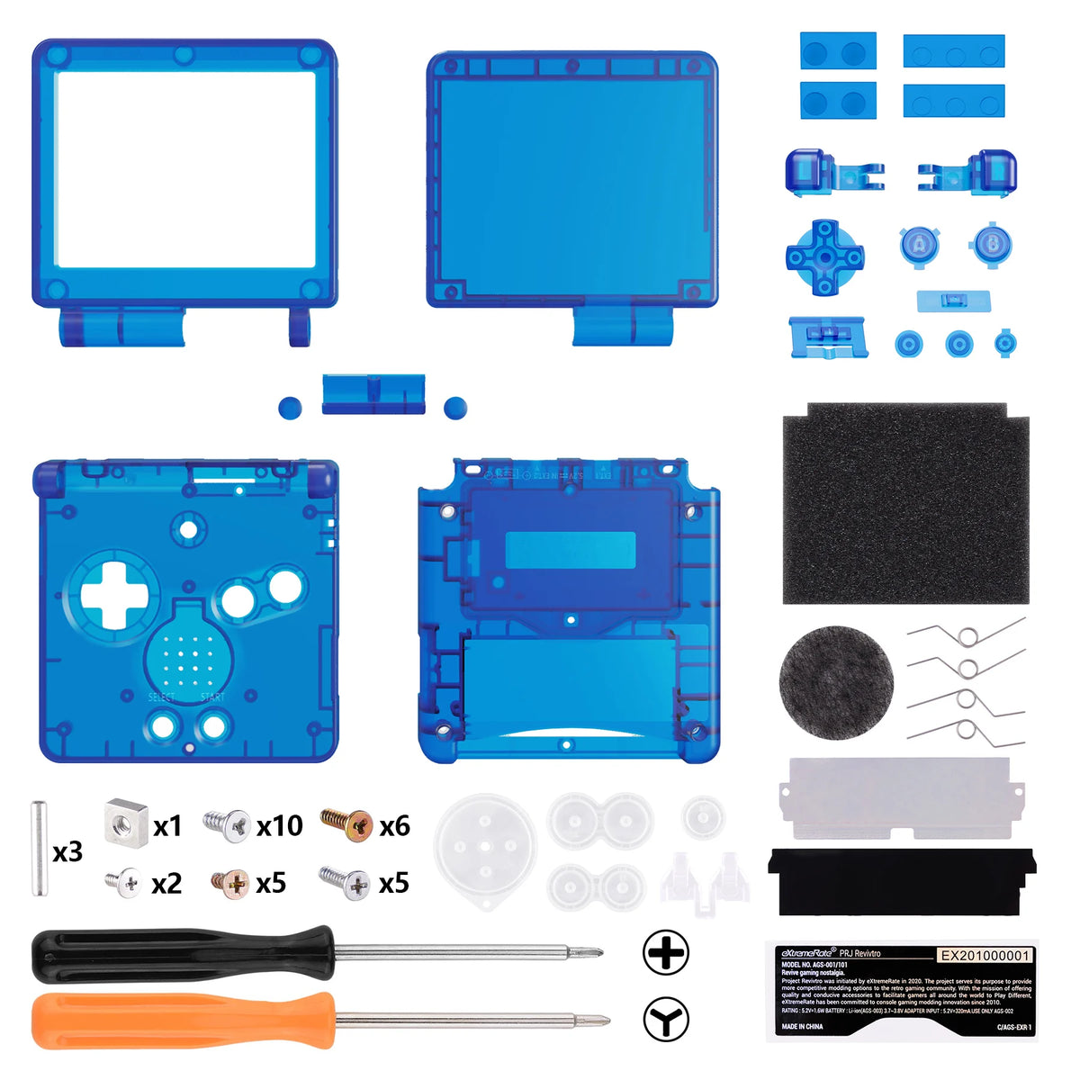 eXtremeRate IPS Ready Upgraded Clear Custom Replacement Housing Shell for Gameboy Advance SP GBA SP for Both IPS & Standard LCD
